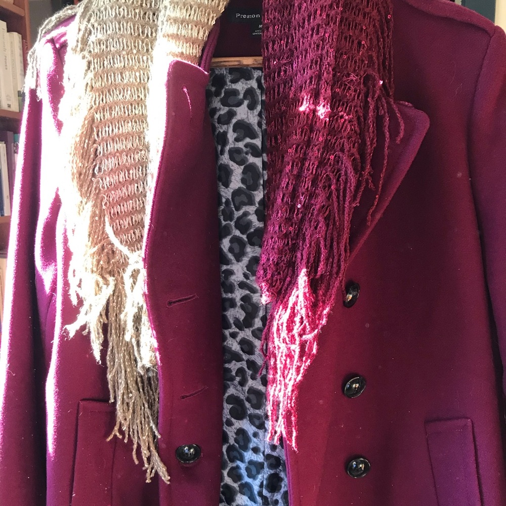 Double-Breasted Wool Raspberry Jacket Lined In Le… - image 1